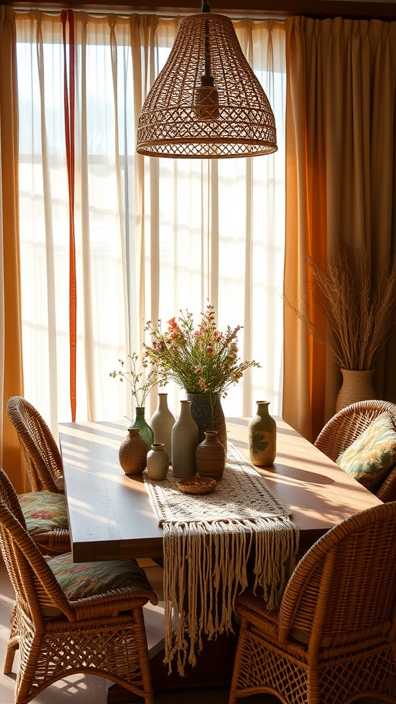 artistic bohemian dining centerpieces