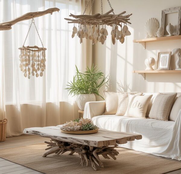 driftwood and shells decor